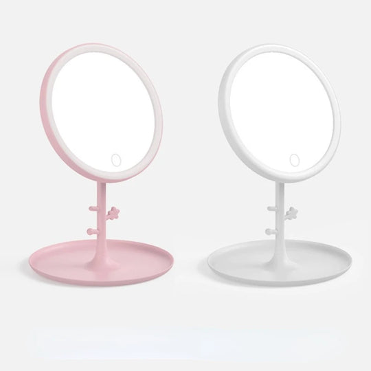 LED Touch Screen Makeup Mirror Folding Mirror Lighted Makeup Mirror 3 Colors Light Modes USB Rechargeable Cosmetic Mirror Tools