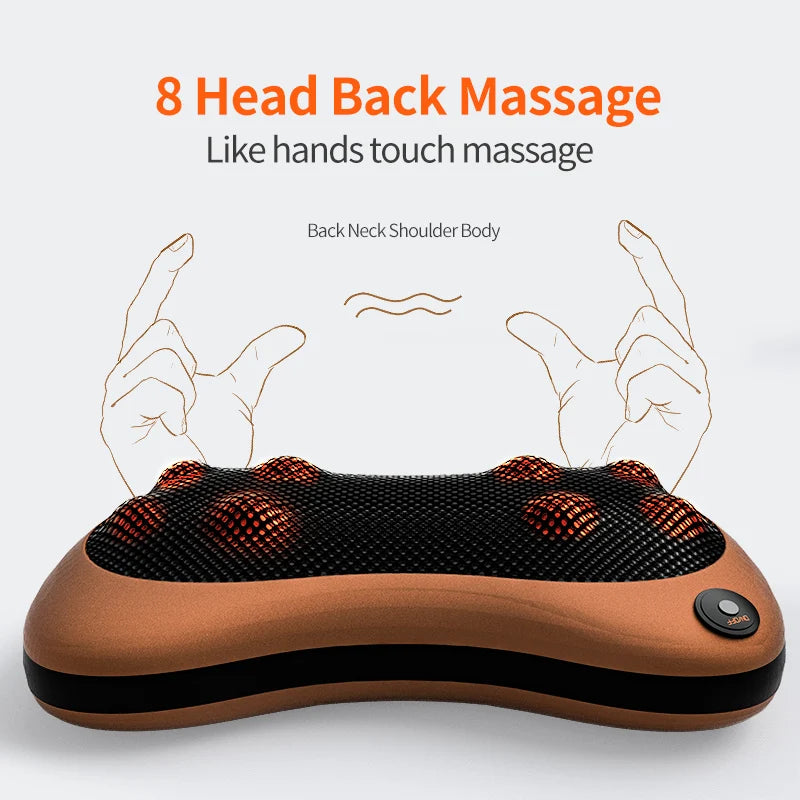 Head Massager Car Home Cervical Shiatsu Massage Neck Back Waist Body Electric Multifunctional Massage Pillow for Chair Car