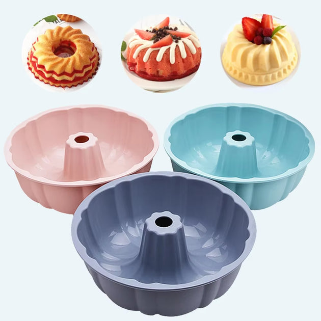 Silicone Mould Pastry Chiffon Cake Mold round Shape Bundt Bread Bakeware DIY Cake Decorating Baking Pan Mousse Dessert Tray Tool