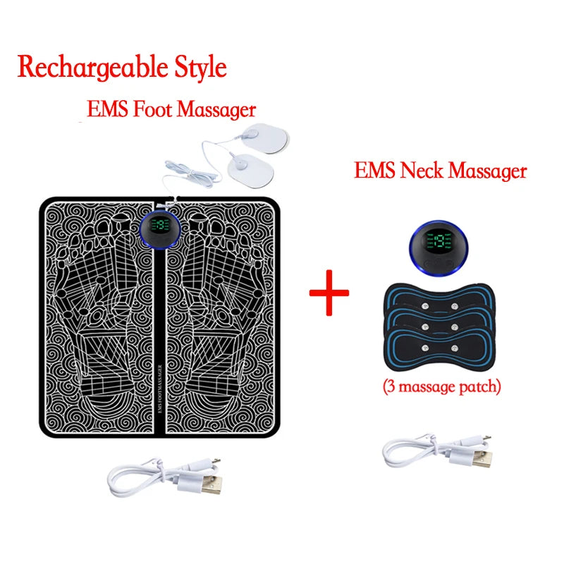 Remote EMS Foot Massager Pad Portable Electric Muscle Stimulation Massage Mat Improve Blood Circulation Relief Pain Relax Feet