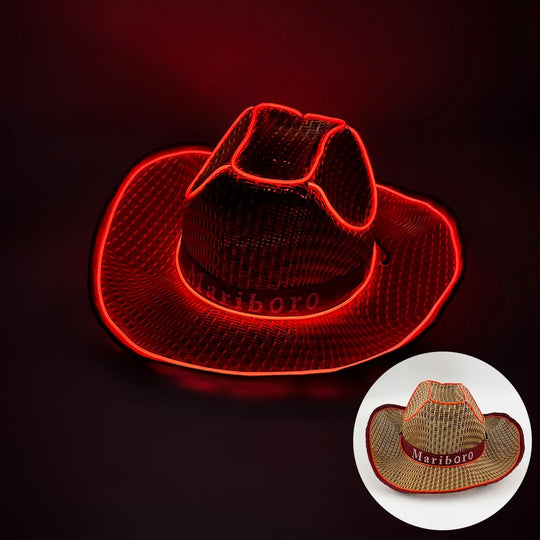 Wireless Disco Luminous Led Bride Cowgirl Hat Glowing Light Bar Cap Bachelorette Party Supplies Flashing Neon Western Cowboy Hat