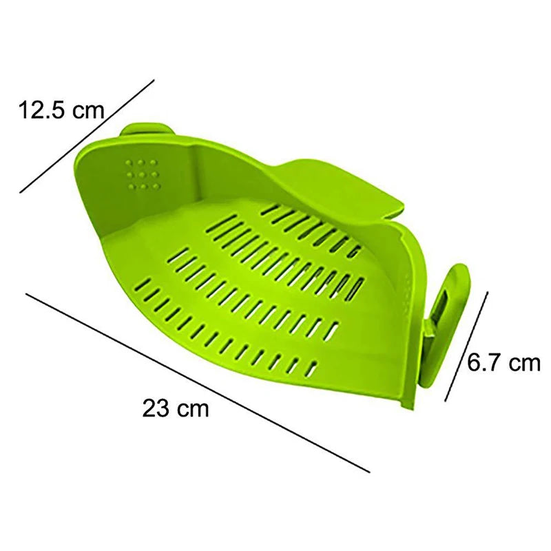 Universal Silicone Clip on Pan Pot Strainer anti Spill Pasta Pot Strainer Food Grade Fruit Colander for Pasta Fruit Vegetable