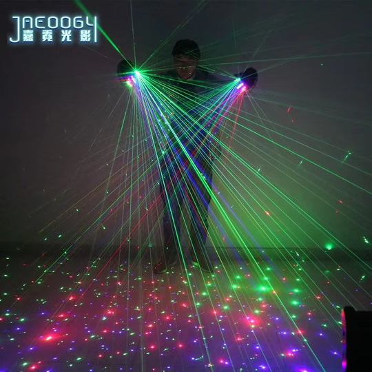 New Stage DJ Party Dancing 2 in 1 Multi-Line RGB Laser Gloves With2 Green 1 Red 1 Blue for LED Luminous Costumes Show