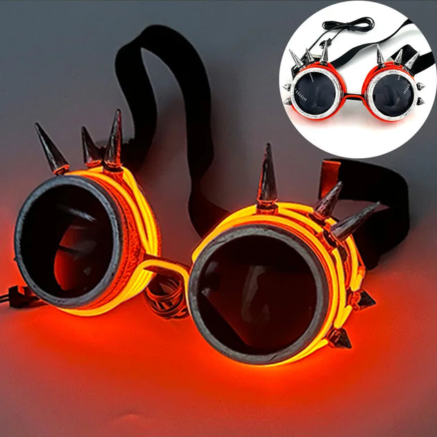 Luminous Fluorescent Glasses LED Glowing Party Supplies Steampunk Glasses with Lights Flashing Neon Goggles Glasses Club Props