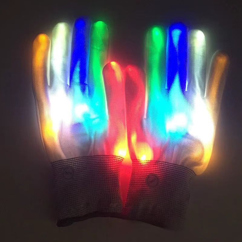 Rainbow Sparkling Gloves Rainbow Luminous Gloves LED Gloves Fluorescent Dance Performance Props Easter Party Gathering Gift