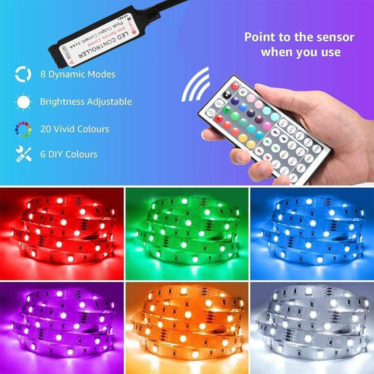 LED Light Strip with Remote Control, USB Powered RGB Color Changing LED Light Strip, Decorative Light Strip for Home Party Decoration, LED Lights Strip