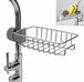 Upgraded Double-Sided Kitchen Sink Storage Rack, Sponge Rack above Faucet, Stainless Steel Heavy Duty Thick Hanging Faucet Drain Rack for Scrubber, Soap, Bathroom, Removable, No Suction Cup or Magnet