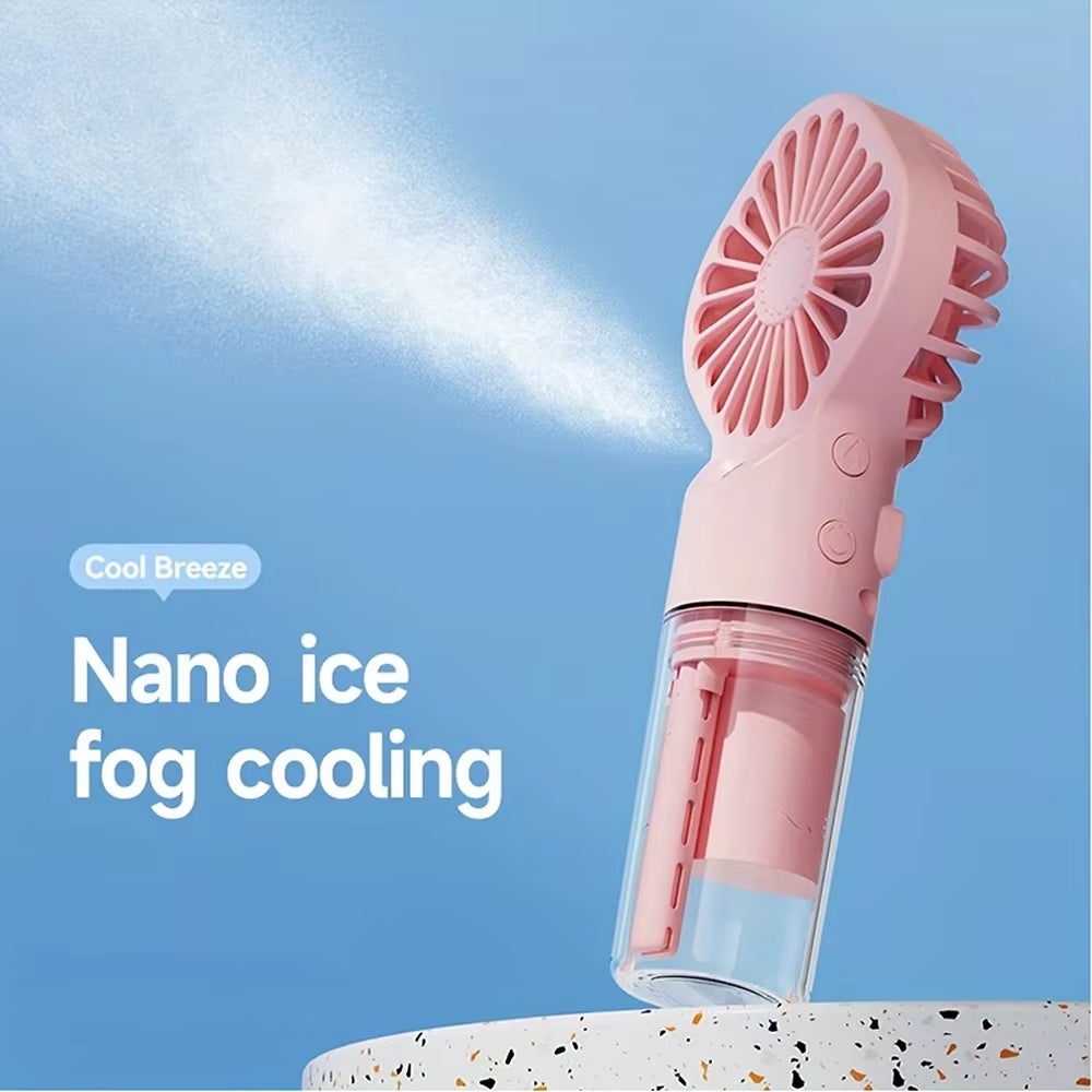 Portable Handhold Cooling Fan Spray USB Charging Mini Air Cooler Rechargeable-Water Spray Mist Fan Mini Fan Cooler