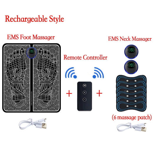 Remote EMS Foot Massager Pad Portable Electric Muscle Stimulation Massage Mat Improve Blood Circulation Relief Pain Relax Feet