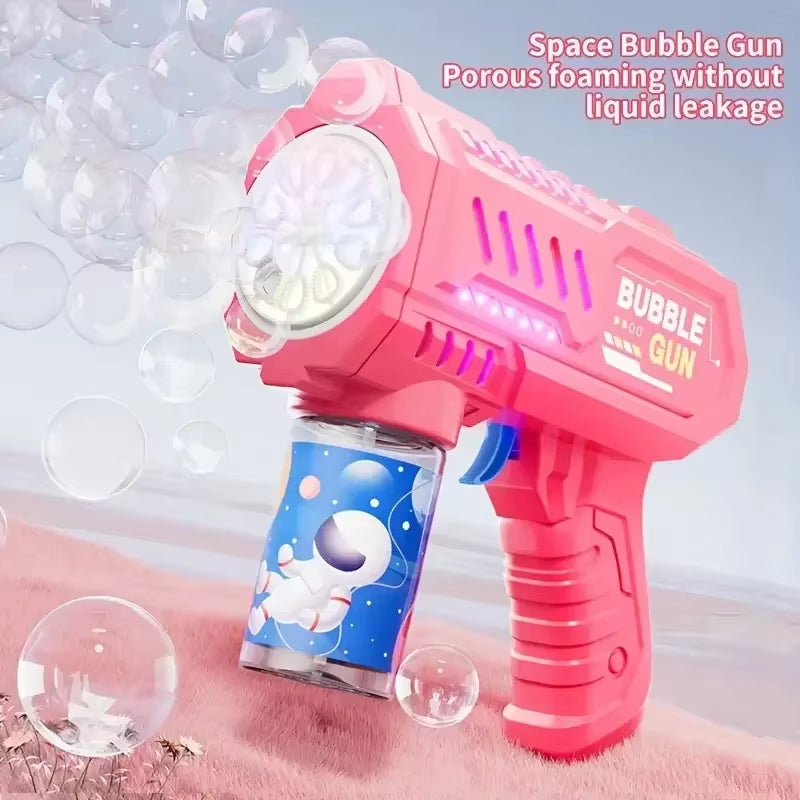 10 Holes Children Electric Bubble Gun Rocket Soap Automatic Bubble Machine Bubbles Gun Kids Summer Outdoor Bubble Blowing Toys