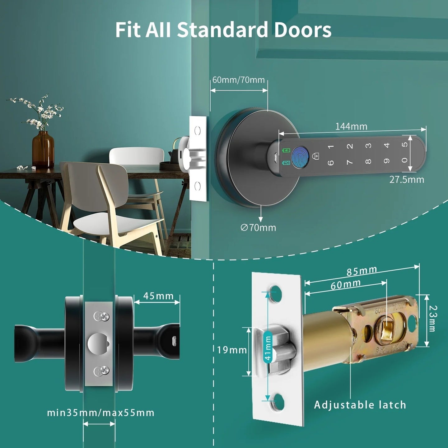 Smart Fingerprint Door Lock Biometric Keyless Entry Door Knob with Keypads by  for Home