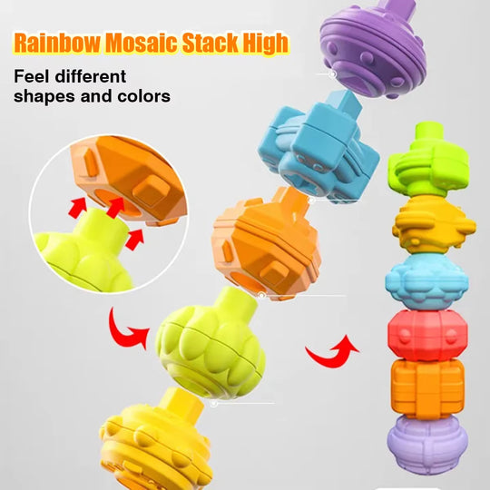 Montessori Baby Toys 0-12 Months Sensory Development Learning Educational Toys Colorful Blocks Sorting Game for Babies Infant