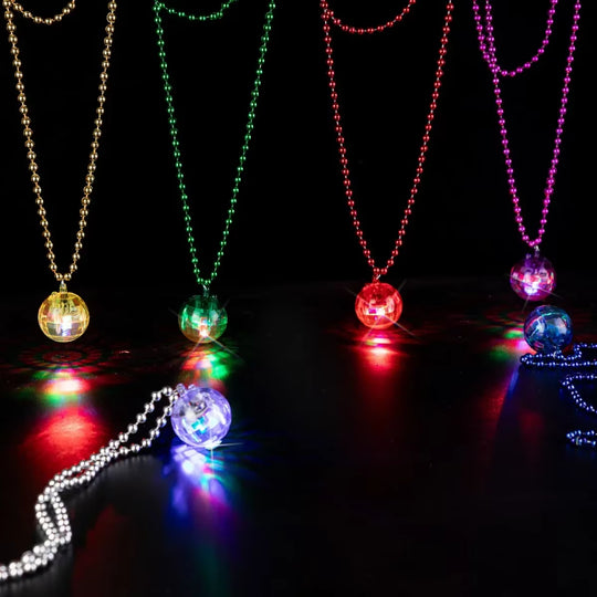 1PCS LED Disco Ball Necklaces Light up Disco Earrings 70S Disco Necklace Mardi Gras for Stage Props Bachelorette Birthday Party