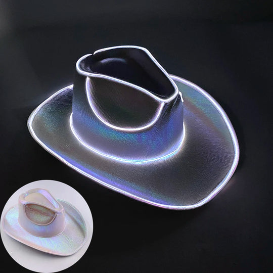 Wireless Disco Luminous Led Bride Cowgirl Hat Glowing Light Bar Cap Bachelorette Party Supplies Flashing Neon Western Cowboy Hat