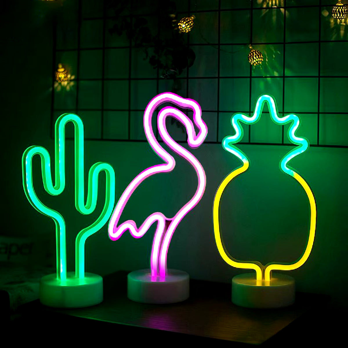 Battery/Usb LED Neon Night Light Sign Flamingo Unicorn Coconut Tree Cactus Pineapple Table Lamp Kids Bedroom Christmas Art Decor