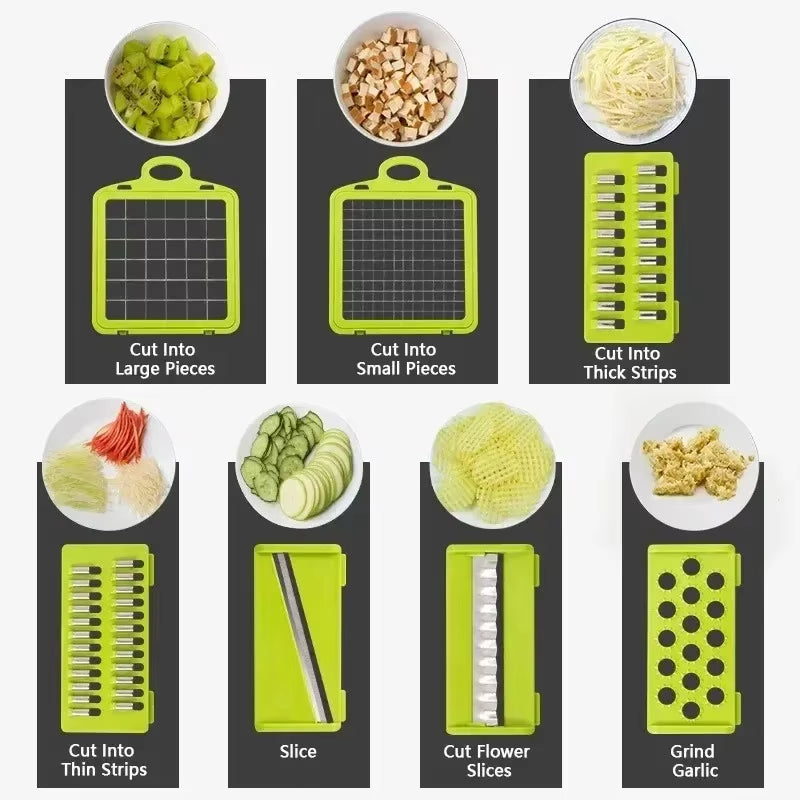 14/16 in 1 Multifunctional Vegetable Chopper Handle Food Grate Food Chopper Vegetable Slicer Dicer Cut Kitchen Items Cocina